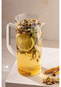 Resim Ateşe Dayanıklı Borosilikat Cam Sürahi Detoks Bitki Çayı Büyük Boy Kahve Cezvesi 800 Ml 