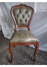 Resim Sandalye Klasik 90611 Model Kayın Aslan Ayak Ceviz Nubuk Kumaş 1 Adet El Yapım Kahverengi 