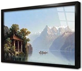 Resim Gölde Kayık Çerçeveli Cam Tablo 20x30 cm CB22607 