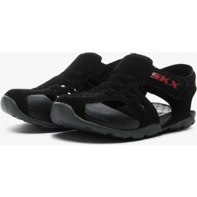 Resim Skechers Siyah Sandalet Erkek Çocuk İçin Şoka Dayanıklı Suni Deri Tabanlı Konforlu Tasarım 