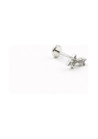 Resim Zirkon Taşlı Yıldız Model Tragus Helix Piercing Gümüş Anti Alerjik, Kararma Yapmaz Çok Renkli 