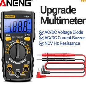 Resim ANENG SZ303 Küçük Dijital Multimetre 1999 Sayım AC/DC Voltaj Akım Hz Direnç NCV Yüksek Hassasiyet Profesyonel Elektrik Test Cihazları 
