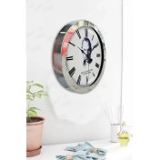 Resim Bahat Krom Çerçeveli Salon Ofis Duvar Saati 36 cm 