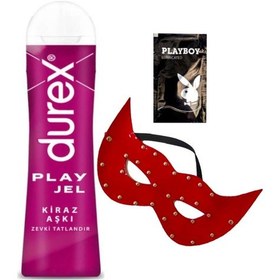 Resim Durex Kiraz Aşkı 50 Ml Jel + Kırmızı Deri Göz Maskesi + Hediye 