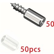 Resim Chuangyinshop 50 Vida + 50 Beyaz Kaymaz Ped, Metal Raf Desteği, 304 Paslanmaz Çelik 