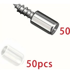 Resim Chuangyinshop 50 Vida + 50 Beyaz Kaymaz Ped, Metal Raf Desteği, 304 Paslanmaz Çelik 