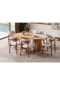 Resim Gaia İskandinav Oval Natural Ahşap Bohem Masa 80x180 Natural Ayak - Natural Üst 