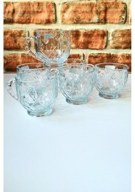 Resim Saplı Su Bardağı - Çay Bardağı - Kahve Bardağı- Saplı Cam Bardak- 6 Adet-217 Ml -zb41 Şeffaf 