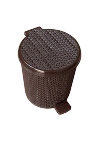 Resim Banyo Wc Mini Çöp Kovası Pedallı Plastik 3,5 litre Kahverengi 