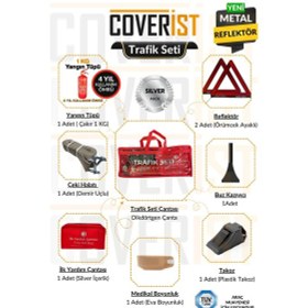 Resim Trafik Seti Ve İlk Yardım Seti - 4 Yıllık 1 Kg Yangın Tüpü - Silver 