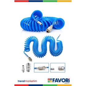 Resim Yüksek Kalite Kompresör Spiral Hava Hortumu 8 mm 15 mt Hava Jakı 
