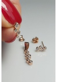 Resim 925 Ayar Rose Zincirsiz Su Yolu Ikili Gümüş Set 