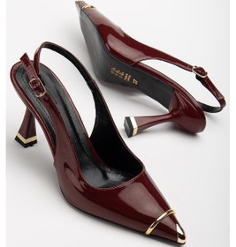 Resim Suins Jessa Model Kadın Topuklu Burnu Metal Detaylı Stiletto Ayakkabı Bordo 
