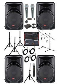 Resim Lastvoice Ample Classy-Paket-4 Aktif Hoparlör ve Mixer Full Ses Sistemi Seti 
