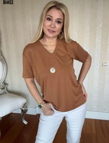 Resim Kadın kısa kollu v yaka bluz 