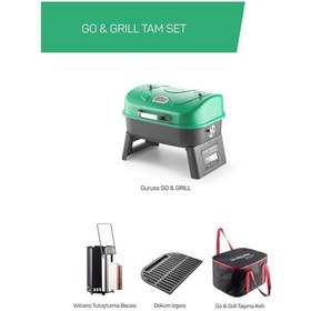 Resim Guruss Go & Grill Barbekü Mangal Tam Set Yeşil Model:grs13 