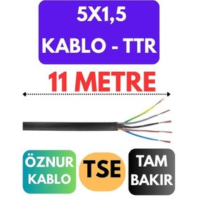 Resim Öznur 5x1,5 Ttr Kablo Metre Seçenekli Siyah - 11 Metre 
