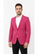 Resim Plus Scorpion Fuşya Erkek Slim Fit Tek Düğmeli Blazer Ceket Astarlı, Şık Ve Modern Kesim Fuşya 