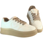 Resim Guja Kadın Deri Sneaker Bağcık Kapamalı Kalp Detaylı Peluş İç Astarlı Günlük Ayakkabı 