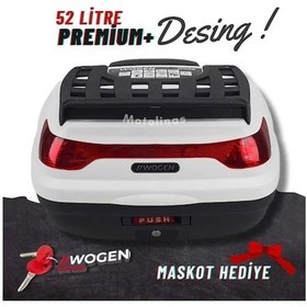 Resim Wogen 52 Lt Motosiklet Arka Çanta Üst Bağaj + Sırt Dayama Beyaz 