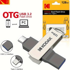 Resim Kodak K273 Çift Nip USB Flash Sürücüler, Yüksek Hızlı U Disk, USB 3.2, 32GB, 64GB, 128GB, Metal OTG Çubuk, %100 Orijinal 