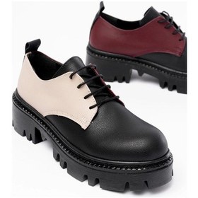 Resim 868-754 Siyah Garni Bağcıklı Günlük Yüksek Tabanlı Loafer Ayakkabı Siyah 