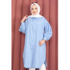 Resim Md Oval Kesim Tesettür Gömlek Tunik Bebe Mavisi 