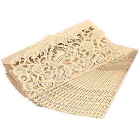 Resim Yunboo Düğün Davetiye Kabuğu Gümüş Altın, Gönül Kuşak Desenli, İç Sayfa Olmadan, İncisiyeli, 20 Adet, İncisiyeli, Zümrüt Kağıt 