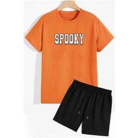 Resim Spooky Şort T-shirt Eşofman Takımı Turuncu 