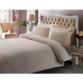 Resim Taç Premium Basic Krem Stripe King Nevresim Takımı (553831481) 
