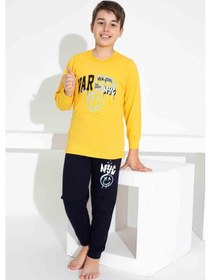 Resim Tarık Erkek Çocuk Desenli Uzun Kollu Pijama Takımı-949 Sarı 
