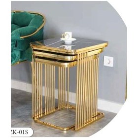 Resim Mim Siyah Mermer - Gold Piyano Kare Borulu Zigon Sehpa Siyah Mermer - Gold 