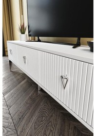 Resim 180 CM ZEUGMA MDF MEBRAN KAPAK BEYAZ GÜMÜŞ 