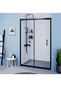 Resim Vesta D200 İki Duvar Arası 1 Sabit 1 Sürgü Duşakabin Siyah Profil Şeffaf Cam H: 190 Cm Diğer 