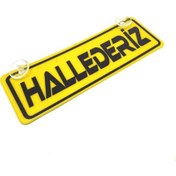 Resim Hallederiz Yazılı Sarı Dekor Plaka Vantuzlu Cam Süsü 