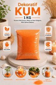 Resim Turuncu Dekoratif Kuvars Kum 1 KG - Tozsuz, Toksik İçermez, İnce Taneli Hobi Kumu, Kum Boyama, Vazo Dolgusu, 