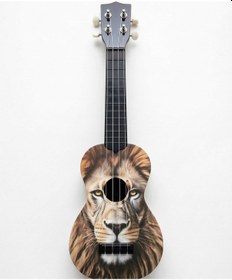 Resim Soprano Ukulele Aslan Desenli Kapak 