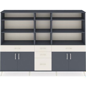 Resim Arges Dolap 11 Raflı 5 Çekmeceli 4 Kapaklı 220x30x163 Antrasit-antrasit/aytaşı Antrasıt/aytası - Antrasıt 