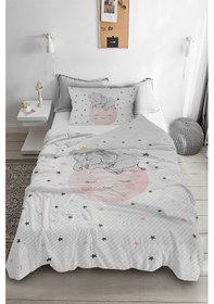 Resim Sevimli Fil Desenli Tek Kişilik Pike ( Yastık Kılıflı ) 