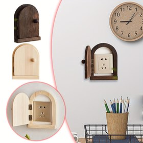 Resim 1 adet Güç Prizi Kapağı | Ahşap Kapı Tipi İç Mekan Soket Anahtarı Kapağı | Duvar Prizleri için Dekoratif Güç Prizi Kapağı, Yanlış Dokunma Koruma, Oturma Odası, Yatak Odası, Banyo için Uygun, Elektrik Gerektirmez 