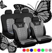 Resim Araba Koltuğu Kılıfı Tam Set, Evrensel Desen Nakış Oto Koltuk Kılıfı Seti Blue 5 Seat As Picture 