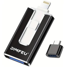 Resim Globalbloom Black 256gb One Click Yedekleme Yüksek Hızlı 4in1 Usb Flash Bellek İphone Uyumlu Serileri Ve Daha Fazlası İçin Şifre Korumalı 