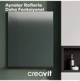 Resim Creavit Elmas Ayna Ve Etajer 45 Cm Beyaz-parlak Belly Em1045.01.bl 