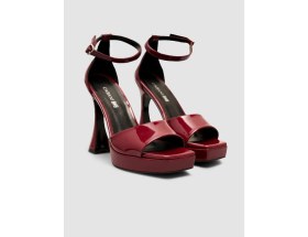 Resim Cabani Platform Topuklu Bordo Bantlı Kadın Ayakkabı 