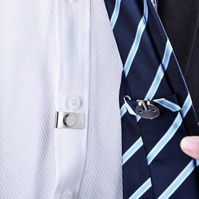 Resim 1 adet Erkekler için Gizli, Kırışıklık Dirençli Kravat Barı ile Güvenli Kilitli, İş Stili için İdeal Şık Paslanmaz Çelik Manyetik Kravat Klipsi 