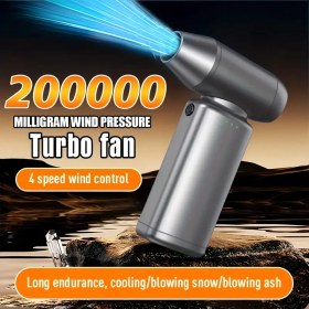 Resim JKUOO Taşınabilir El Tipi Turbo Fanı - USB Şarj Edilebilir Yüksek Hızlı Türbin, Araba Kurutma, Kamp ve Dış Mekan Kullanımı için 3'ü 1 Arada Çok Fonksiyonlu, Dayanıklı Düşmeye Dirençli Yapısı ile Kompakt Hafif Tasarım, Lityum Pil Gücüyle Çalışır, Açık Hava Soğutma Cihazı | Modern Estetik | Toz Geçirmez İnşaat 