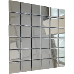 Resim MozaiKristaL Hobi ve Sanatsal Çalışmalar Için 48X48MM. Gümüş Krom, 30X30CM. Fileli Kristal Mozaik. 