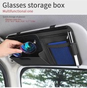 Resim Siyah Araba Organizatör Güneşlik Depolama Araba Güneşlik Klip Deri Saklama Kutusu Kalem Kart Bilet Güneş Gözlüğü Klip Çanta Araba Aksesuarları 