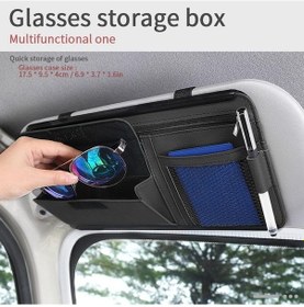 Resim Siyah Araba Organizatör Güneşlik Depolama Araba Güneşlik Klip Deri Saklama Kutusu Kalem Kart Bilet Güneş Gözlüğü Klip Çanta Araba Aksesuarları 