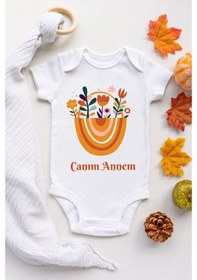 Resim Tuğbababy Baby Canım Annem Desenli Organik Çıtçıtlı Body Kız Erkek Beyaz 